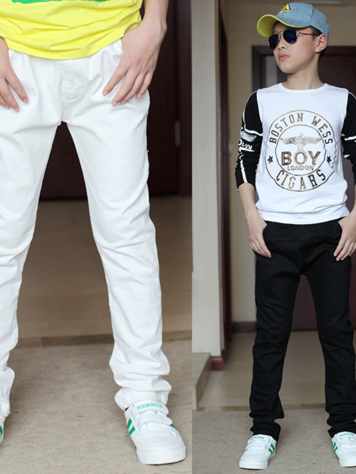 Casual Cotton Black and White Performance Pants Children's Clothing