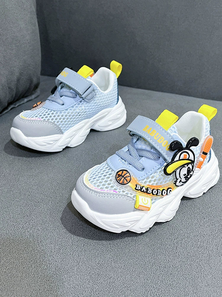 Babu Dou Summer Baby Functional Shoes Cartoon Soft Bottom Single Mesh Breathable Sweat Absorbing 1-5 Years Old Baby Boys and Girls Running Shoes