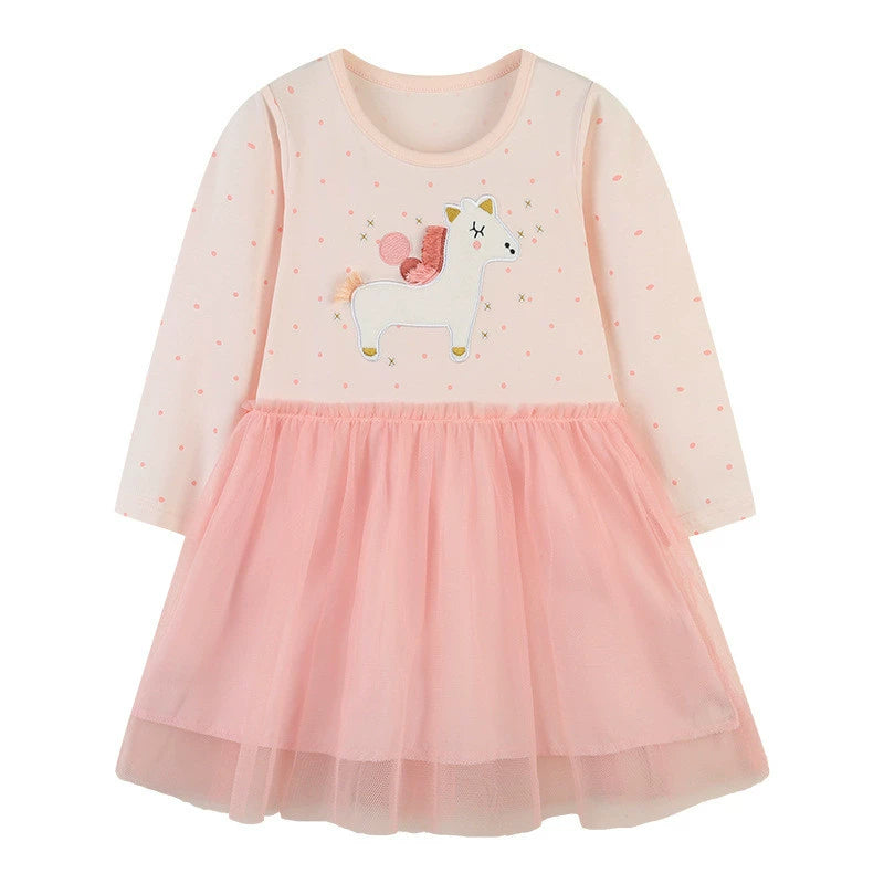 Medium And Large Children 'S Long Sleeve Autumn Cartoon Dress