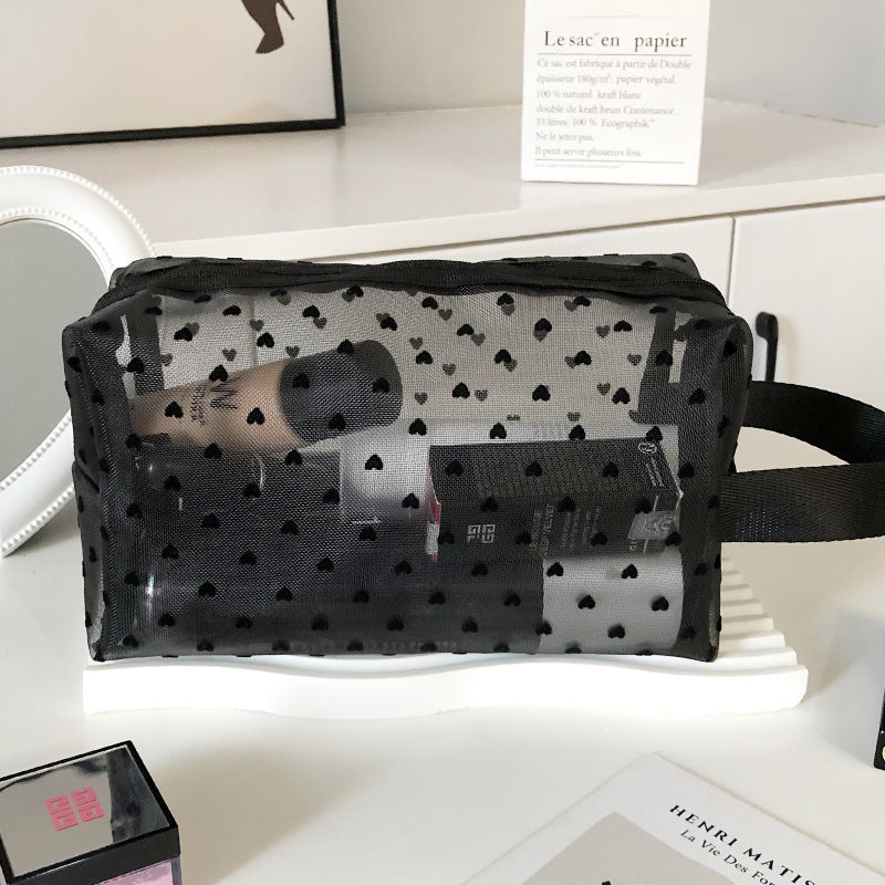 Makeup Bag Outdoor Personalized Transparent Nylon Mesh Cosmetic Bags Pouch Travel Organizer Zipper Beach Makeup Women's Purse