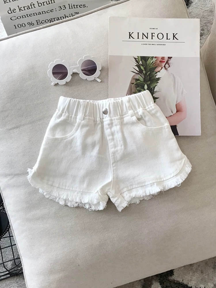 Cute Summer Pure Color K-style Casual Denim Children's Clothing