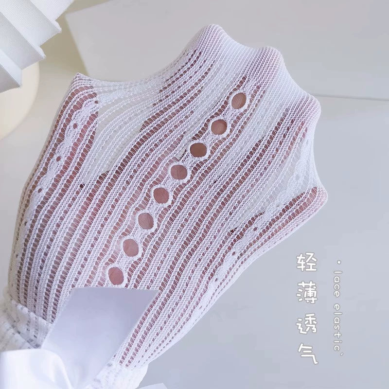 Girls' Stockings Summer Thin Bows Lace Thigh High Socks Lolita Cut Out Mesh Stockings Kids Princess Socks