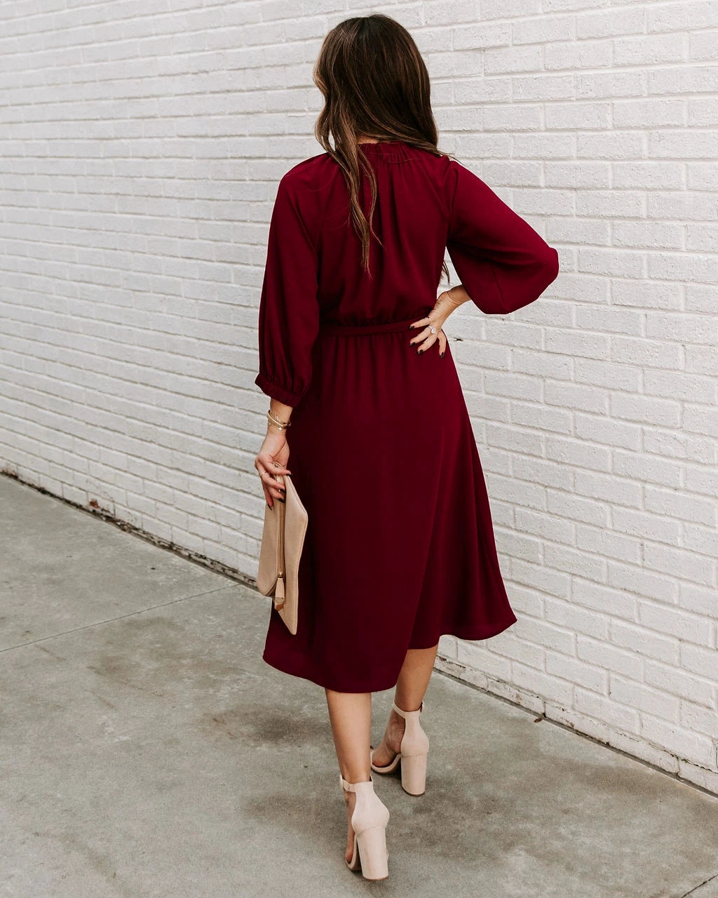 European Station Spring and Summer New Dark Green Dress