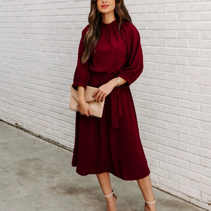 European Station Spring and Summer New Dark Green Dress
