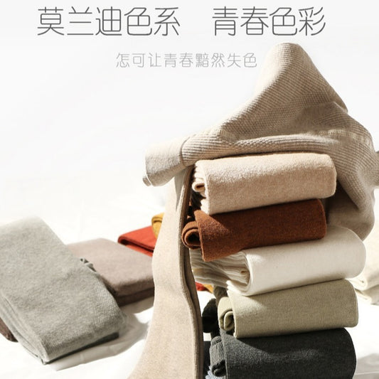160g220g350g Combed Cotton Leggings for Autumn and Winter Women's Foot Pantyhose fleece-lined Thickened Vertical Striped Leggings