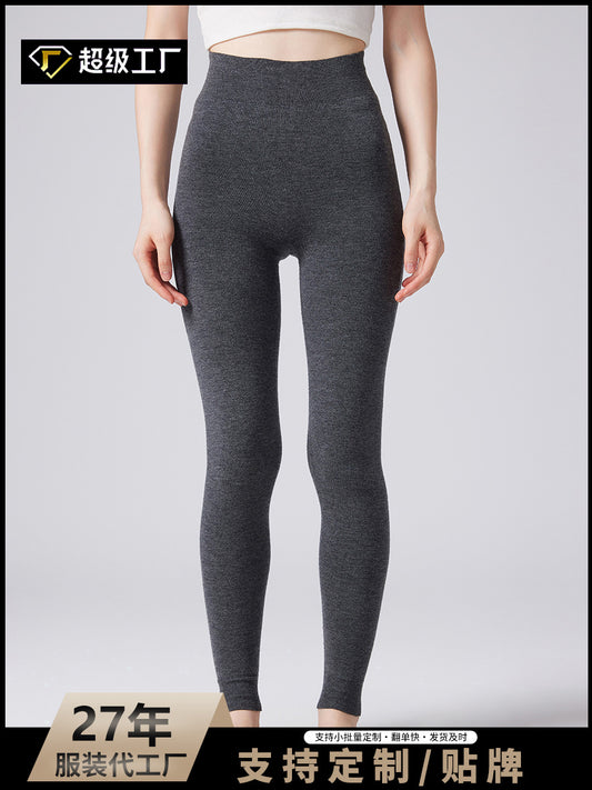 Autumn and Winter Knitted Leggings for Women, Seamless Hip Lift, Peach Butt Slimming Pants, 100% Pure Wool Fitness Pants