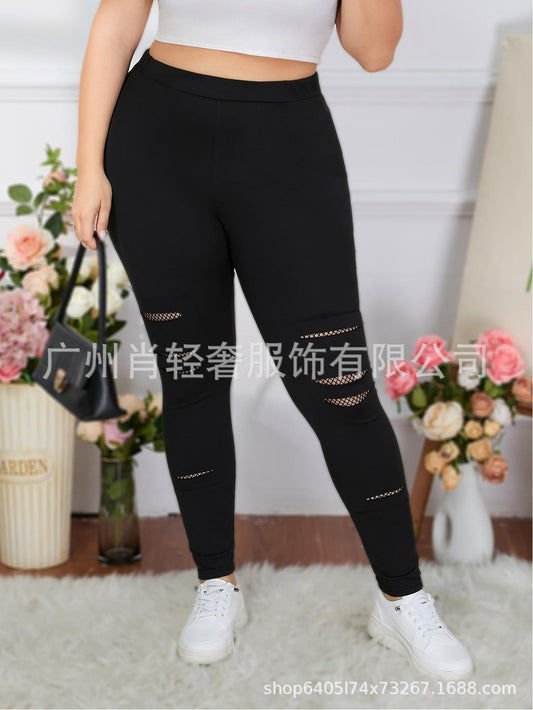Cross-border Europe and the United States solid color hole tight leggings