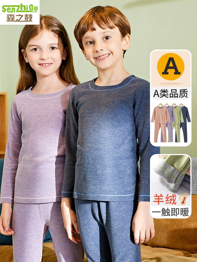 Children's Cashmere Thickened Winter Long Johns Underwear Set