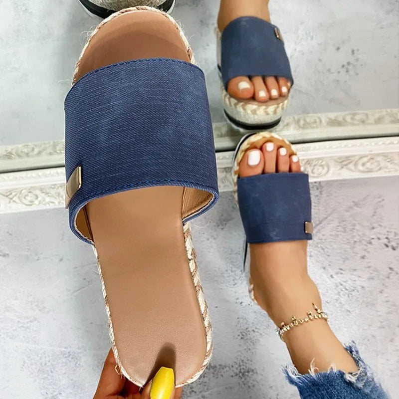 Womens High Heel Sandals Ladies Thick Bottom Casual Slippers Summer New Wedges Sandals Female Shoes Women Platform Mules Slipper