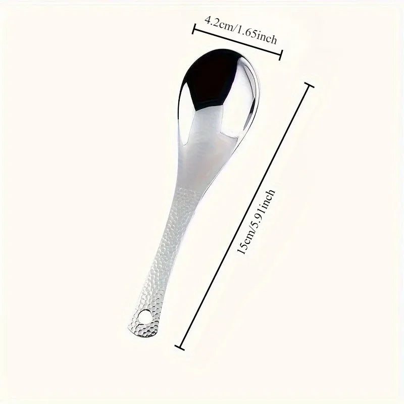 2pcs Stainless Steel Spoon Set- Large Capacity, Mirror Polished Cutlery, Suitable for Desserts, Fruits, and Home Kitchen Use