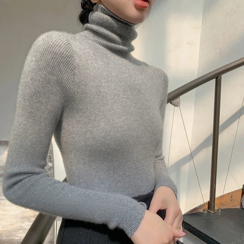 100% pure cashmere sweater women  sweater slim fit sweater versatile for autumn and winter knitted high neck cashmere