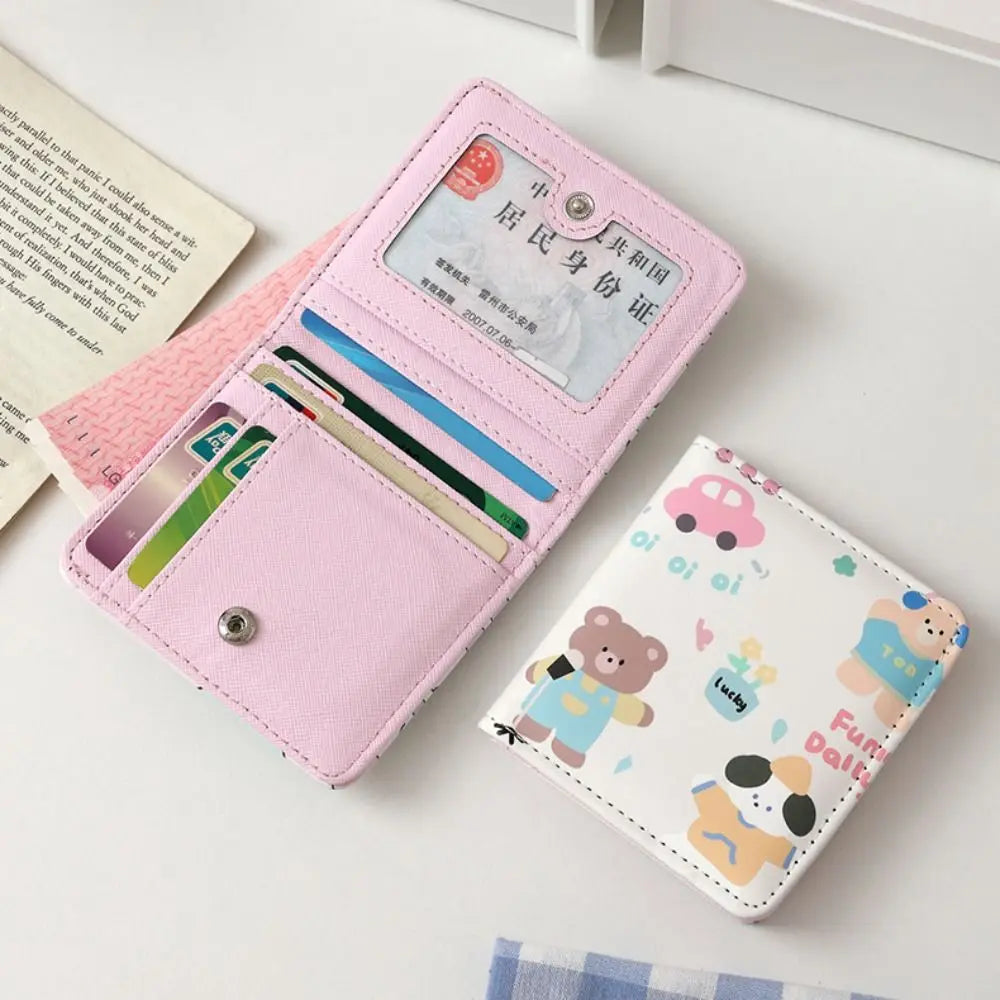 Cute Short Wallet Cartoon Coin Purse Girls PU Leather Money Bag Mini Portable Storage Bag Kawaii Card Holder