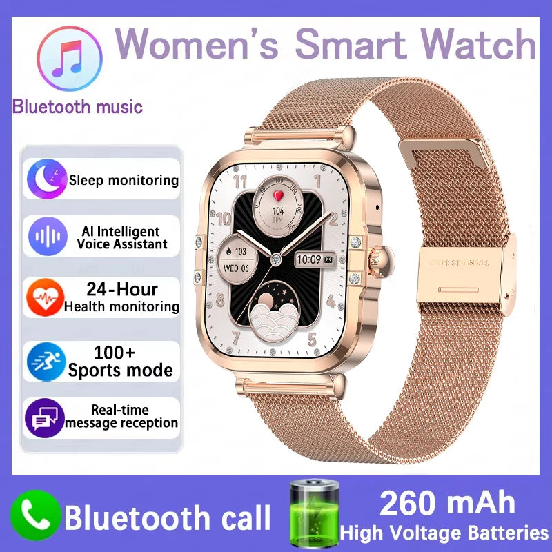 2026 best-selling women's smart watch, 1.75in, AMOLED HD screen, voice control, NFC, breathing exercises, women's health, SOS