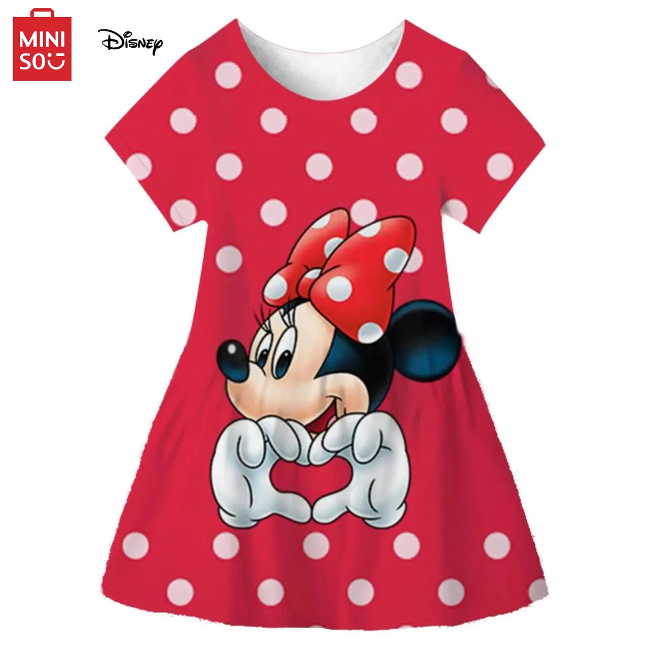 MINISO Mini Mouse Baby Girl Dress 2-10 Yrs Cosplay Princess Costume Girls Kids Birthday Christmas Party Minnie Dresses Clothes