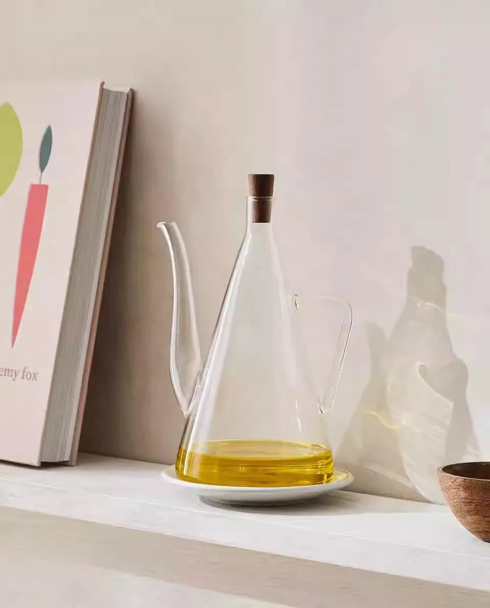 Glass Oil Dispenser Bottle for Kitchen Large Capacity Olive Oil Pourer Leak-proof Soy Spout Cooking Kitchen Storage Container