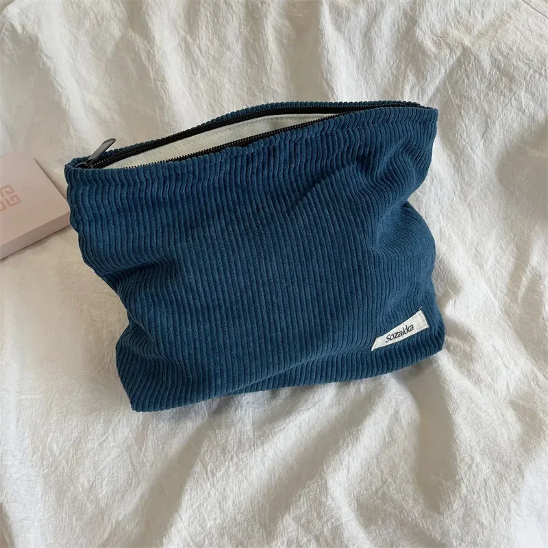 Soft Large Cosmetic Bags Women Neceser Makeup Toiletry Bag Fashion Travel Make Up Bag Corduroy Brush Pencil Organizer Case