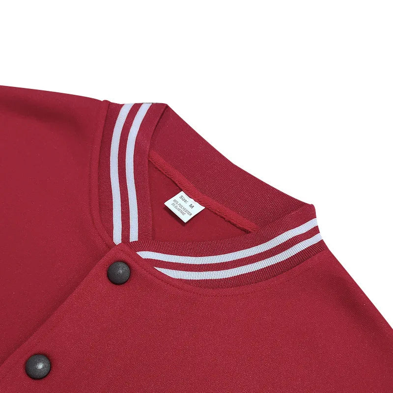 Men's baseball jacket autumn and winter fleece American solid color loose casual stand-up collar single-breasted flight jacket
