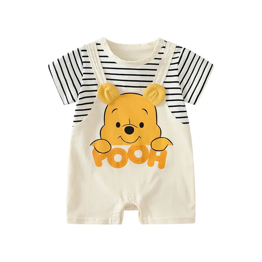 Newborn Clothes Cartoon Winnie the Pooh Comfortable And Soft Summer Boys And Girls 0-24 Short Sleeved Baby Jumpsuit