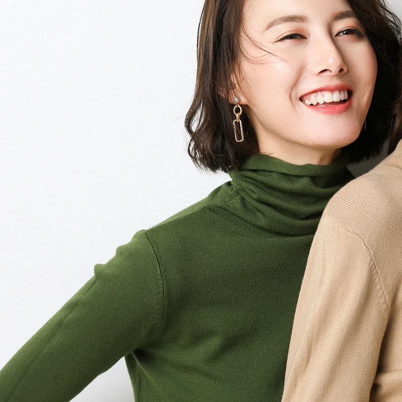 2026 Women Sweater Femme Autumn Turtleneck Sweater Pink Soft Material Women White Sweater jumper Pullovers Tricot Pull Femme