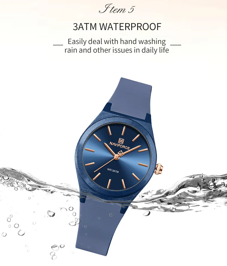 NAVIFORCE 2025 Women Fashion Watches Quartz Watch Sports Silicone Strap Ladies Wristwatches Simple Clock Gift relogios feminino