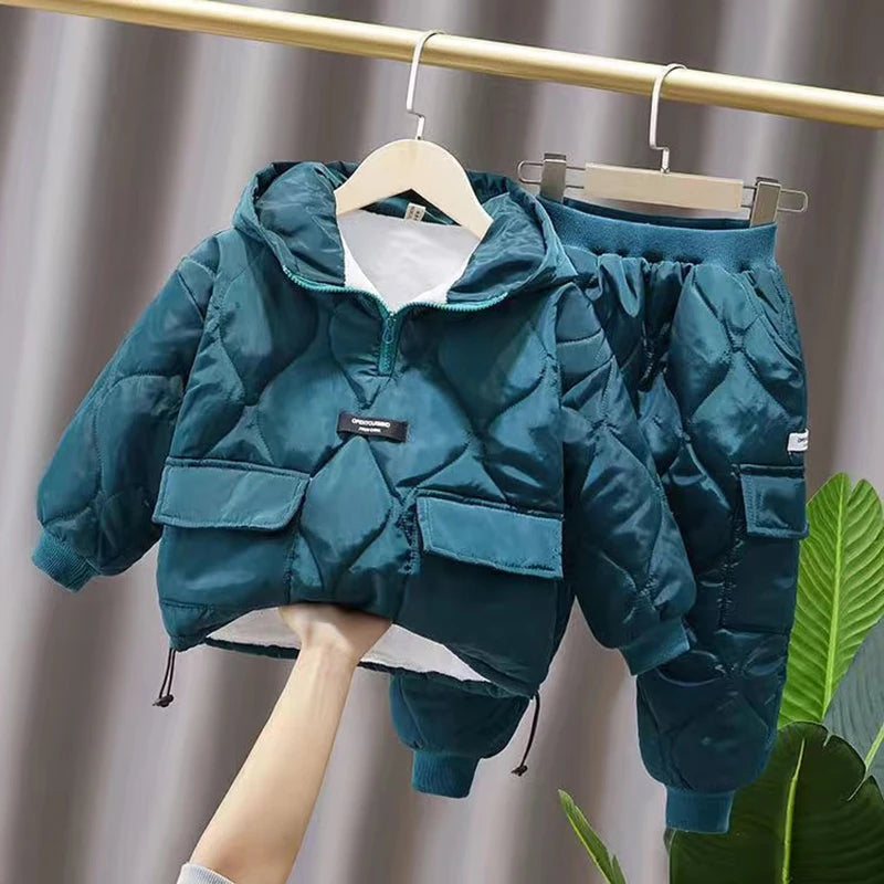 2022 Winter Girls Boys Clothing Sets 2-10 Years Children Warm Thick Jackets Pants Suit Boy Coats Trousers Kids Tracksuit Outfit