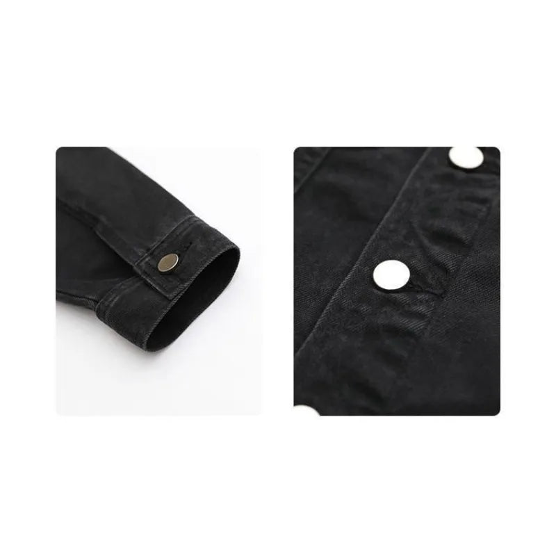 Jackets For Man Coat Spring Vintage Street Loose Black Denim Long Sleeve Top Versatile Outerwear