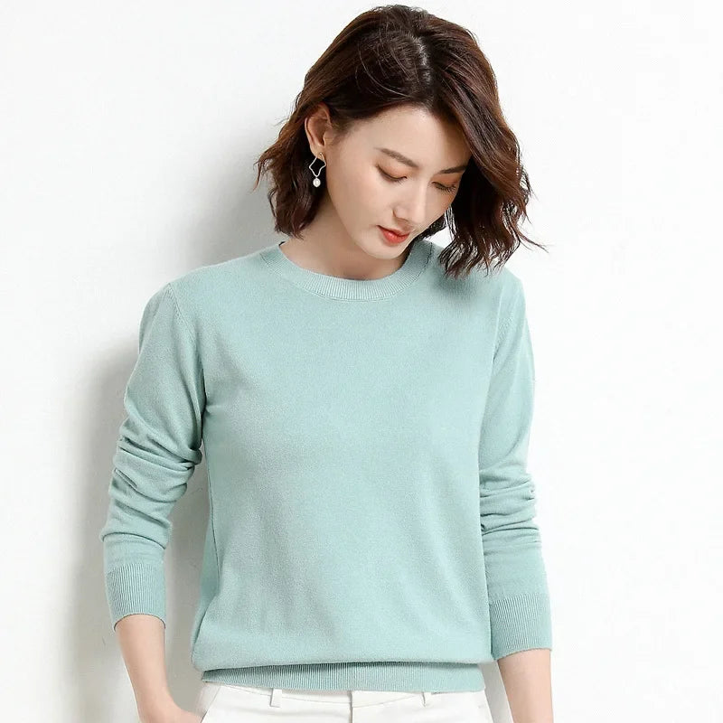 Women Sweater O-neck Autumn Winter Basic Pullover Warm Casual Pulls Jumpers Korean Fashion Spring Knitwear Bottoming Shirt 2025