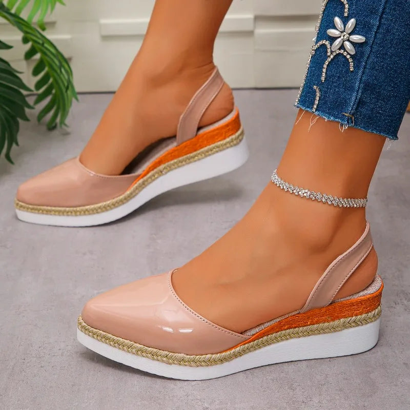 Women's Slingback Sandals 2026 Mid Heels Pointed Toe Closed Toe Sandals Wedge Breathable Casual Comfortable Shoes for Women