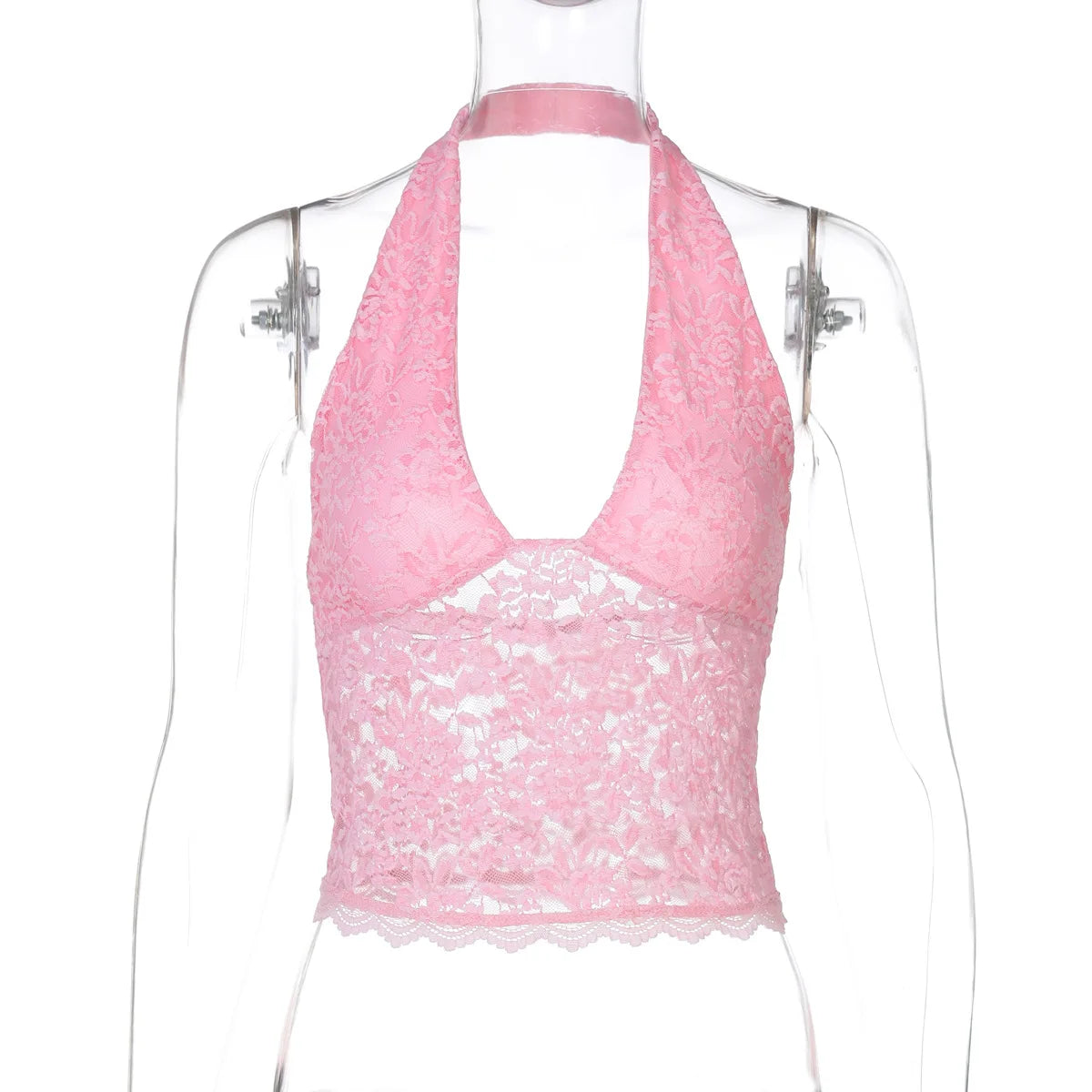Women Summer Halter Tank Tops Hot Girls Sexy Hollow Out Lace Backless Vest Crop Tops