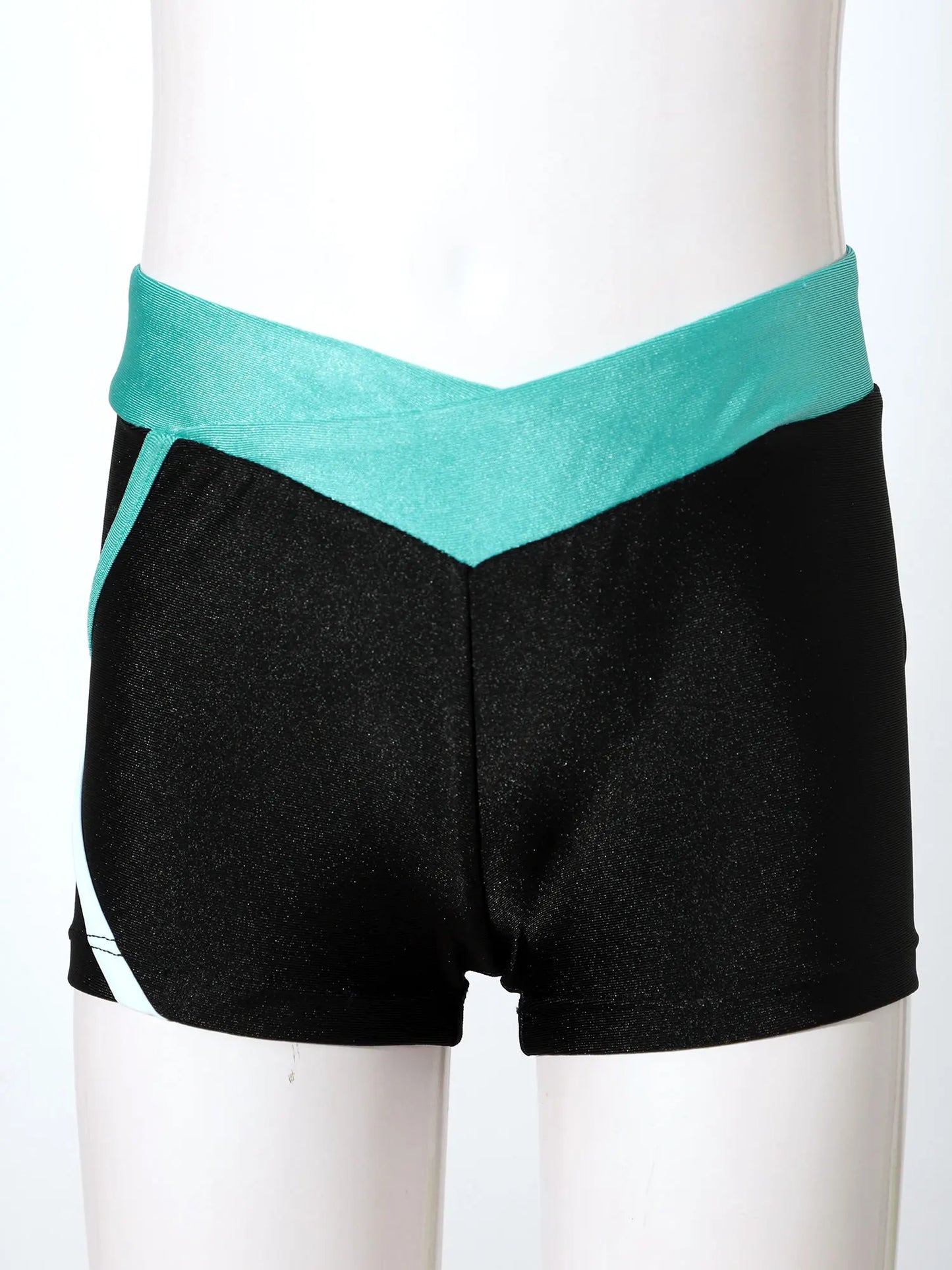 Kids Girls Gymnastics Micro Ballet Dance Shorts Low Waist Elastic Color Contrast Sport Shorts Stretchy Skinny Tight Hot Pants