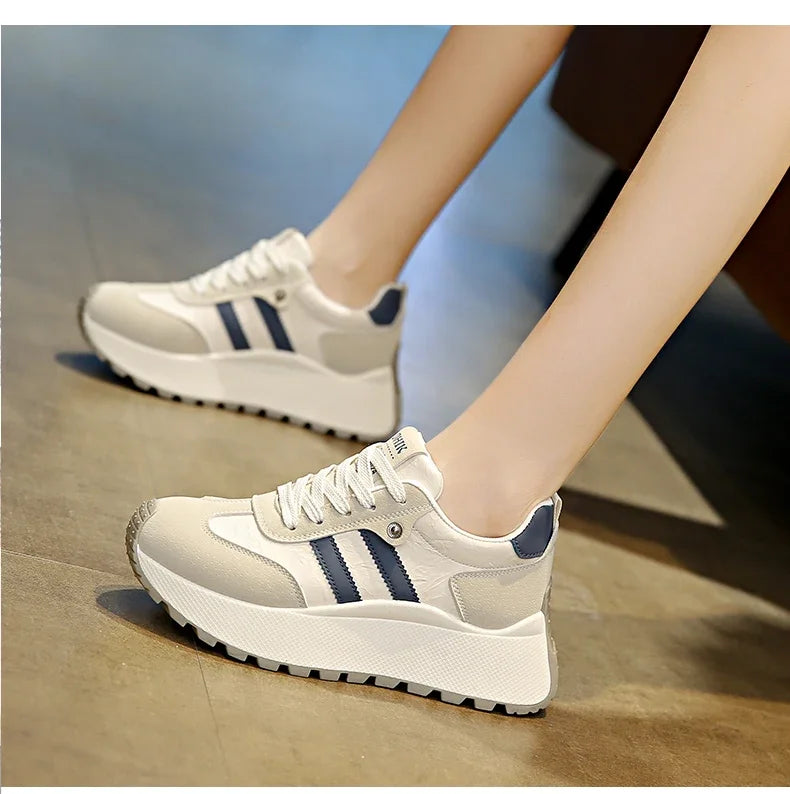 Moipheng Women Shoes Breathable Lace Up Platform Sneakers Lightweight Outdoor Training Sport Shoes Casual Running Sneaker Tenis