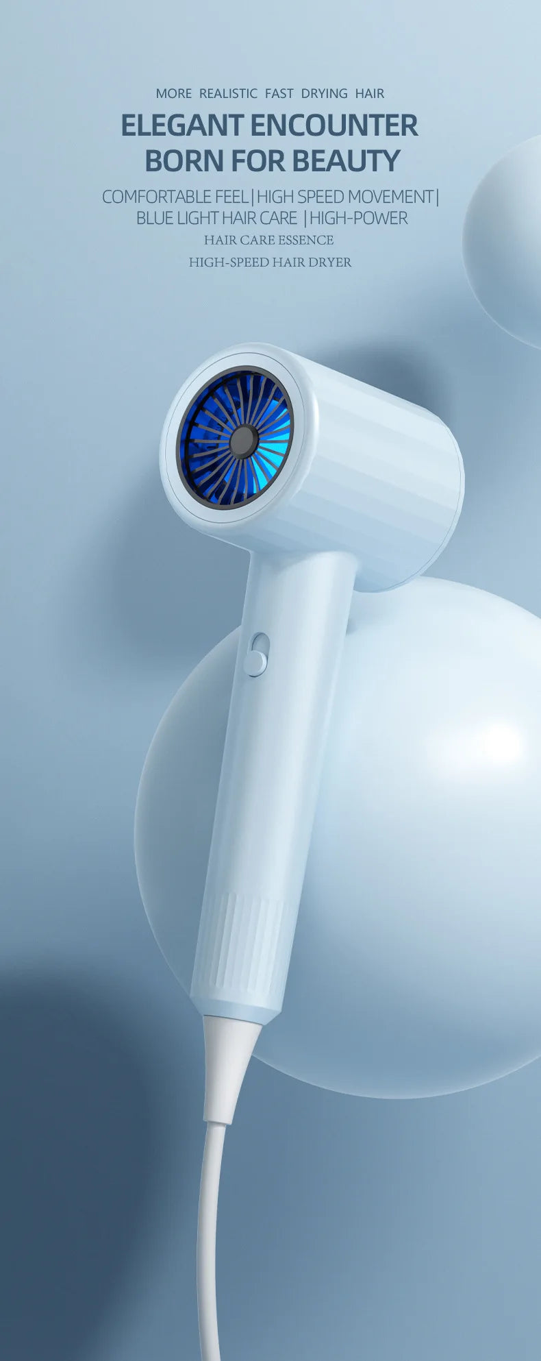 Hair Dryer, High-Speed Electric Turbine Airflow, Low Noise, Constant Temperature And Quick Drying Wind Speed 62m/s1800WQuick Dry
