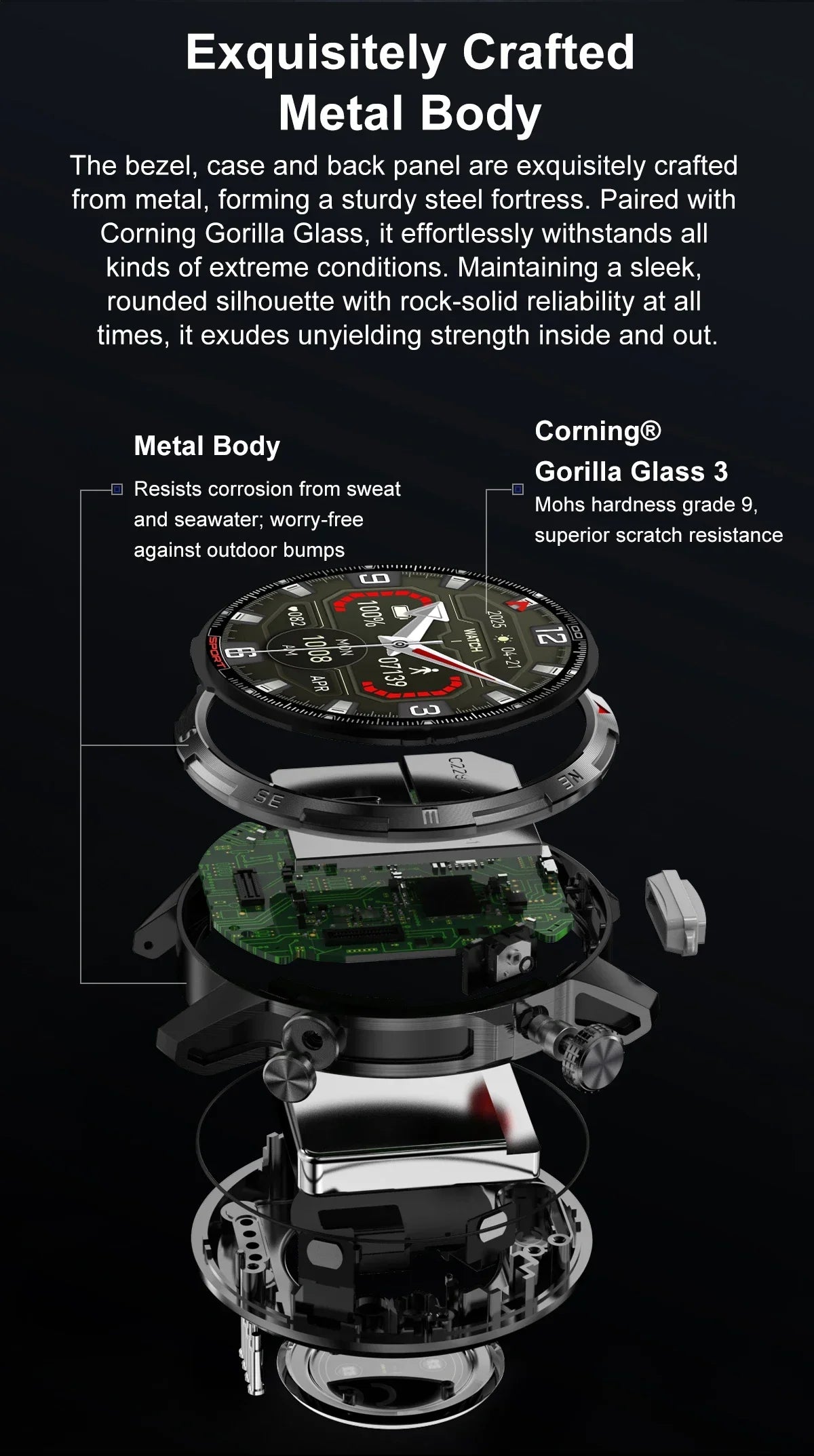 New Outdoor Smart Watch 1.43inch Screen 2GB Memory Map Navigation GPS Positioning 5ATM Waterproof LED Flashlight Smart Watch