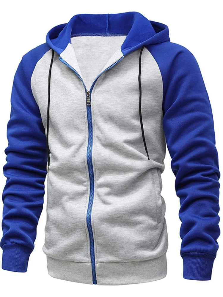 2024 Men's Jacket Fashion Spliced Autumn Jackets for Men Fleece Long Sleeve Coat Man Casual Hoodies Streetwear Men's Coats