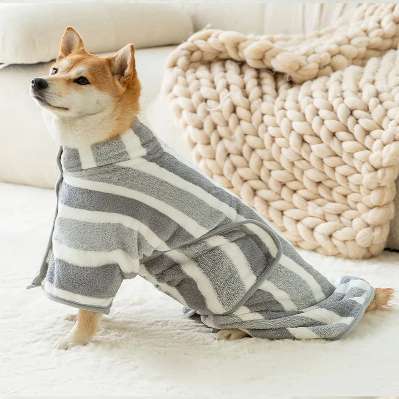 Dog Bathrobe Towel Absorbent Robe for Medium Large Dogs Drying Coat Comfortable Warm Cozy Quick Pet Drying Towel After Bath Pool