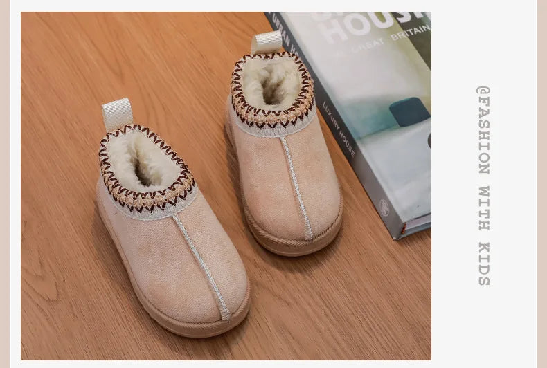 Baby Warm Snow Boots Winter 2026 New Fashion Children's Ankle Boots Girls Low-top Cotton Shoes Boys Plush Suede Short Boots