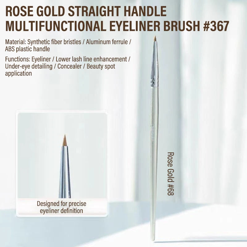 7 Pcs Professional Eye Makeup Brush Set, Bent Angled Eyeliner & Concealer Brush, Under Eye Aegyo Sal Tear Trough Shadow Tool