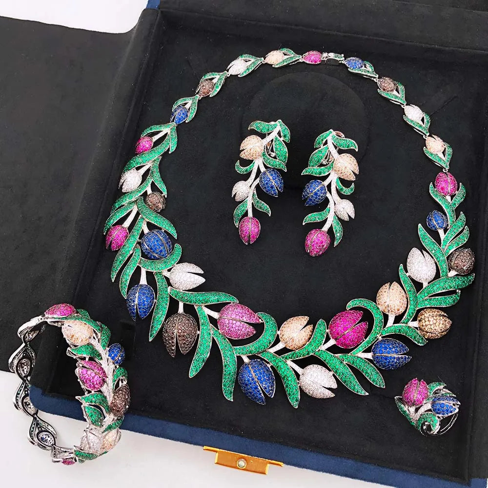 GODKI Luxury 4pcs Bold Ball African Jewelry Sets For Women Wedding Party Full Cubic Zircon Dubai Bridal Jewelry Set Gift