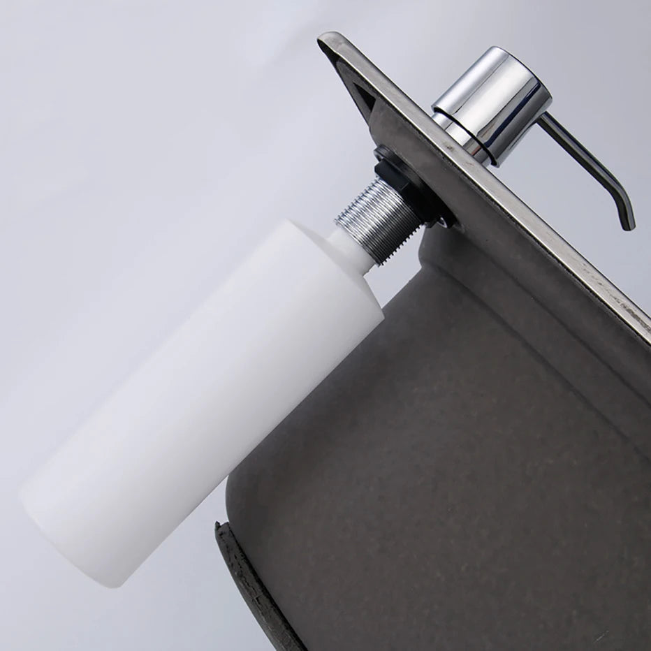 Stainless Steel Sink Soap Dispenser Kitchen Detergent Liquid Soap Dispenser Refillable Hand Press Sink Built-in Bottle