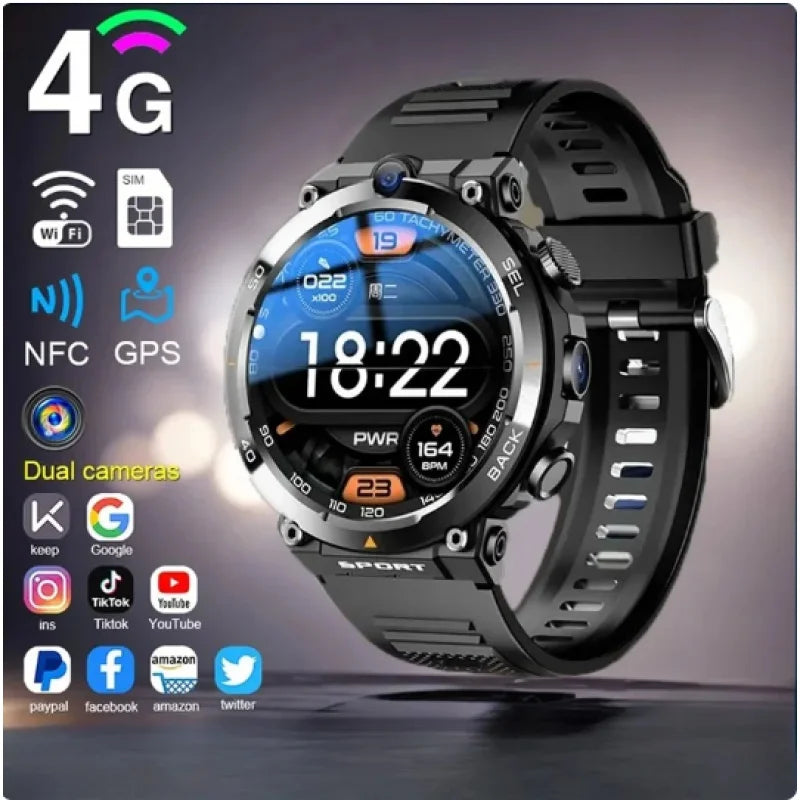 4G LTE H10 Smartwatch Dual Camera Video Calls Wifi NFC Door Access 1380mAh Battery Capacity SIM Card Smart Watch