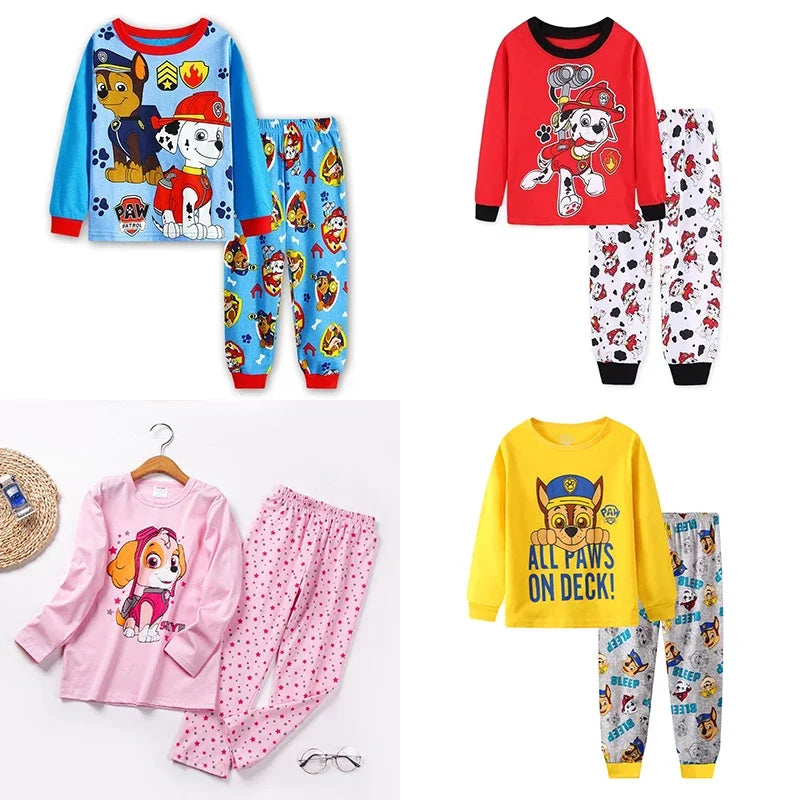 PAW Patrol New Spring Autumn Kids Pajamas Baby Boys Girls Cartoon Long Sleeve Round Neck Pyjamas Toddler Cotton Sleepwear Suits