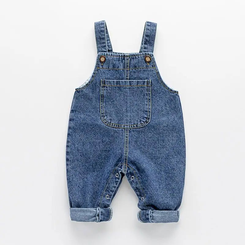 New Children Clothes Baby Girls Boys Overalls Solid Brief Style Toddler Denim Overol Jumpsuits