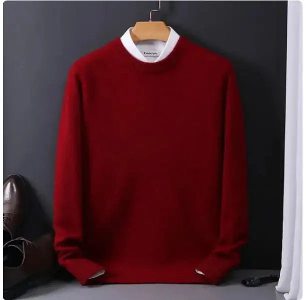 2025 Cashmere Sweater O-neck Pullovers Men's Loose Oversized M-3XL Knitted Bottom Shirt Autumn Winter New Korean Casual Men Top