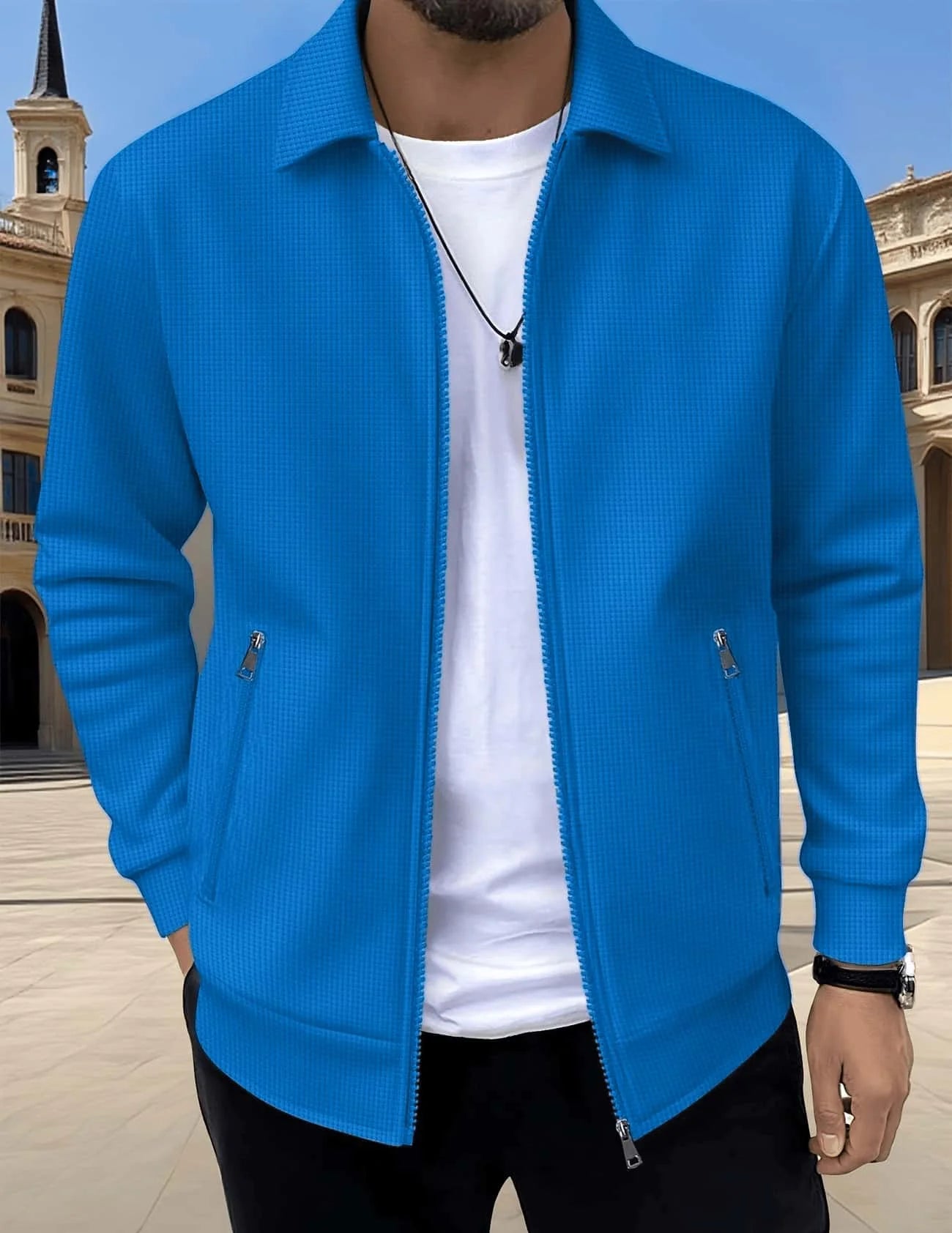 New stylish printed jackets for men, made of comfortable waffle fabric, ideal for daily leisure and work wear