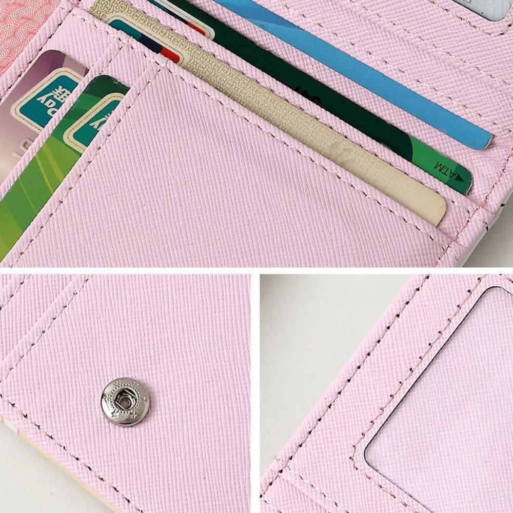 Cute Short Wallet Cartoon Coin Purse Girls PU Leather Money Bag Mini Portable Storage Bag Kawaii Card Holder
