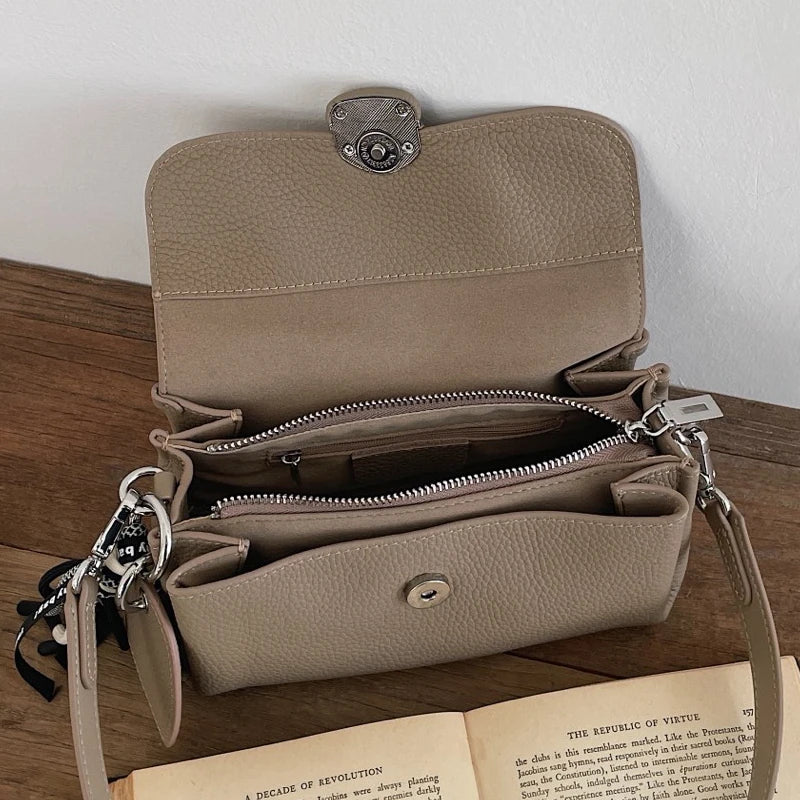 Genuine Grade Luxury Designer Women's Small Shoulder Crossbody Small Square Bags Suede Leather Female Daily Purse Underarm Bag