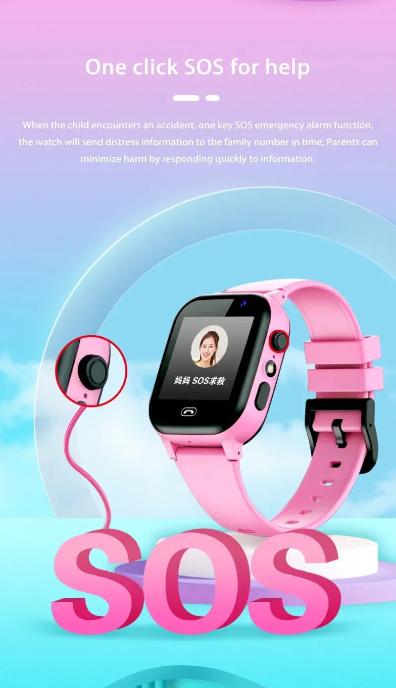 4G Kids Smartwatch Wifi SOS GPS Location Video Call Analogue Card Waterproof Watch Camera Boys Girls Upgrade New Watch 2024