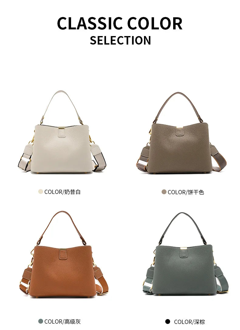 Retro bucket bag women's fashionable handbag large capacity new single shoulder crossbody bag Soft Leather multi-color wallet