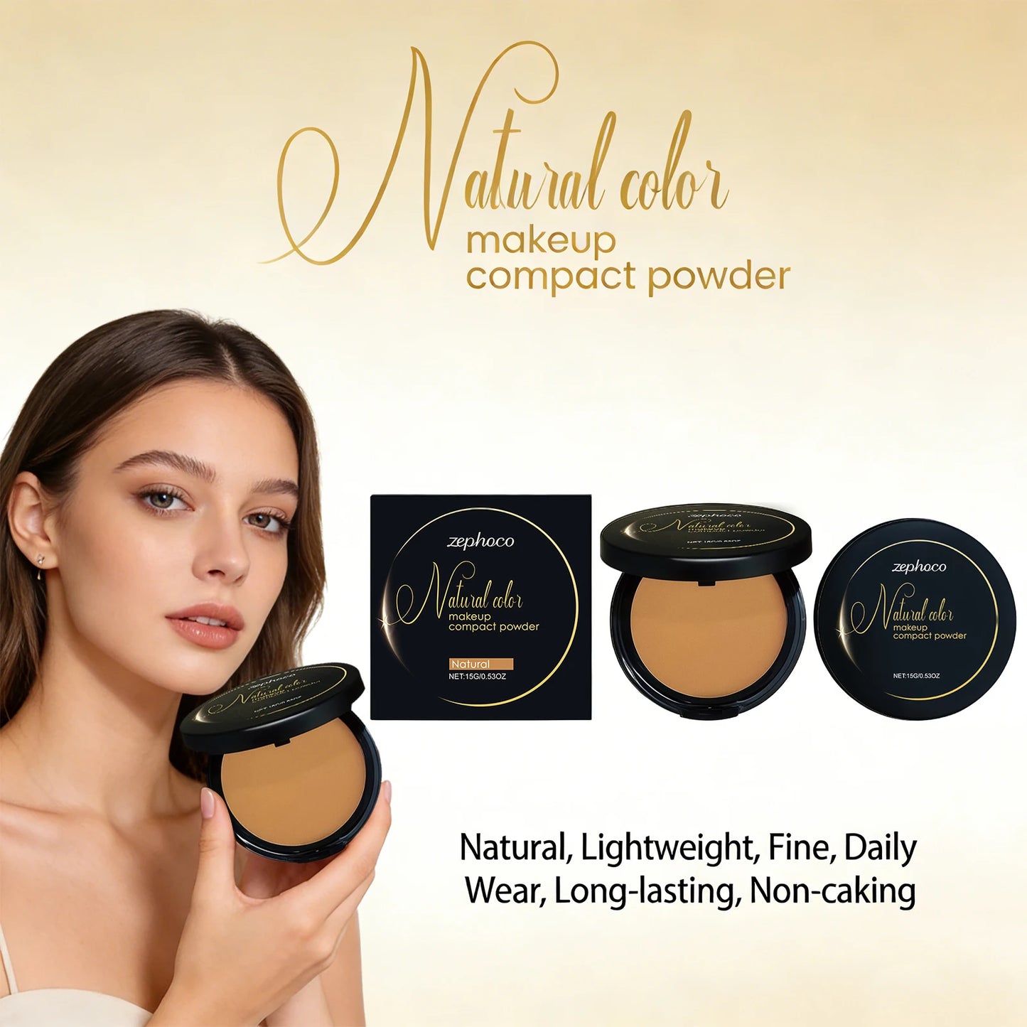 Oil Control Pressed Powder Matte Setting Long Lasting Three-Color Foundation Powder Dark Skin Natural Makeup Compact Powder