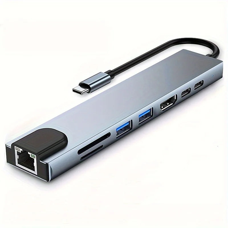 8-In-1 Type C Docking Station, Featuring a USB C Hub with RJ45 And PD Ports